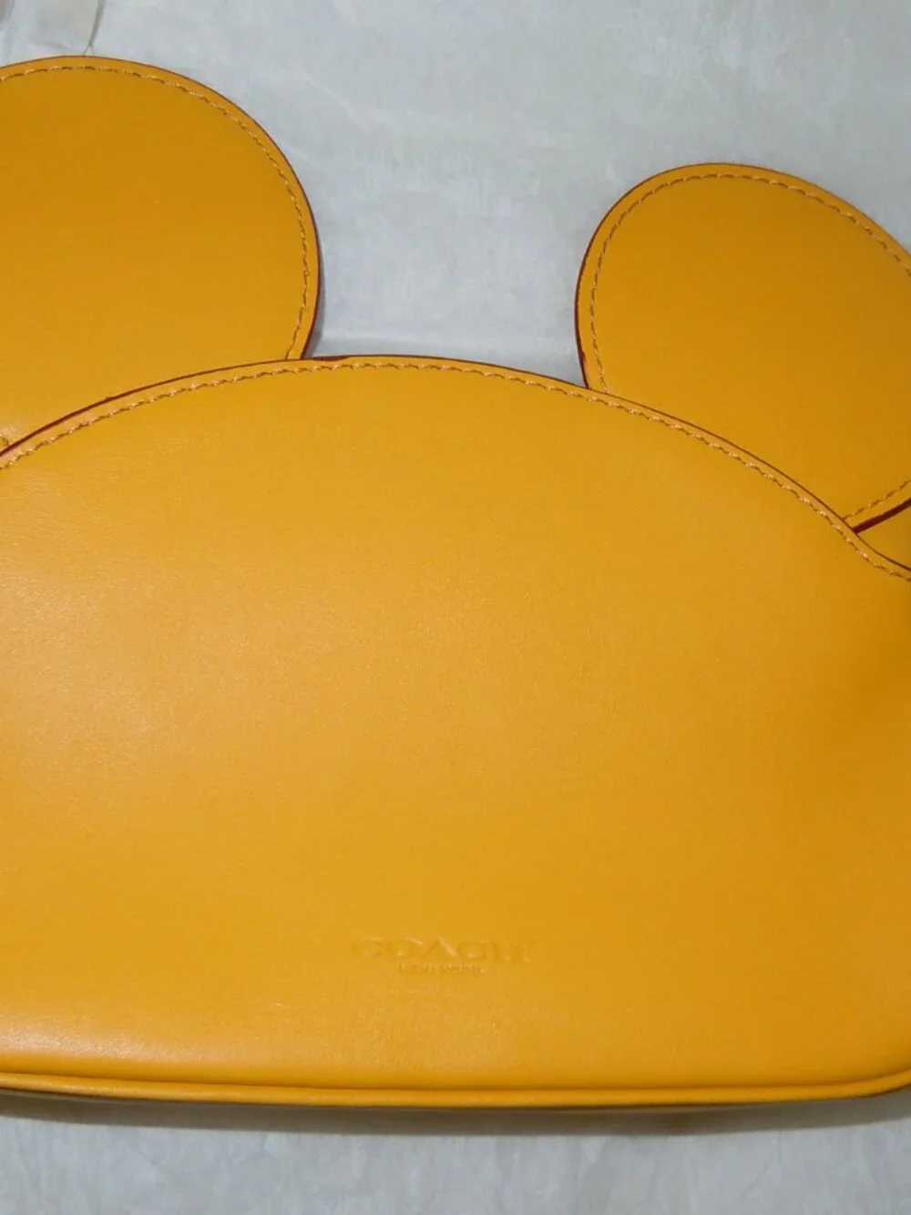 COACH DISNEY F59529 MICKEY MOUSE EARS WRISTLET YELLOW LEATHER EUC